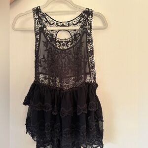 Free People Black Lace Top size S